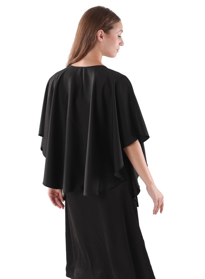 Hotshawl Women's Shawls and Wraps for Evening Dresses Elegant Stain Wraps Wedding Party Scarf Bridal Scarves Cover Up (Black) - Image 5